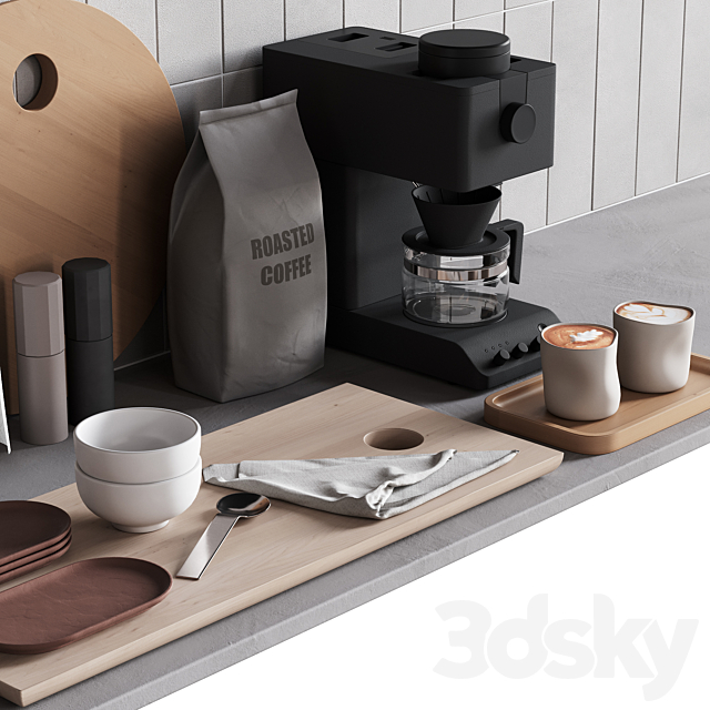 511 kitchen decor set accessories 08 dishes and coffee kit 01 3ds Max - thumbnail 2