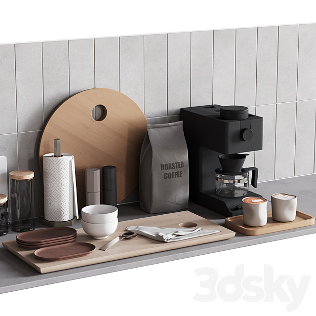 511 kitchen decor set accessories 08 dishes and coffee kit 01 3ds Max - thumbnail 3