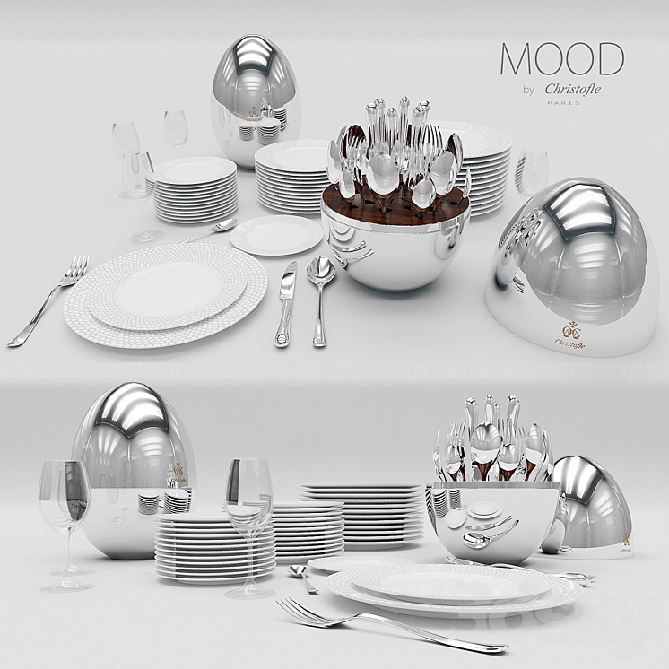 A set of cutlery MOOD by Christofle 3DS Max - thumbnail 1