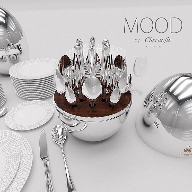 A set of cutlery MOOD by Christofle 3DS Max - thumbnail 2