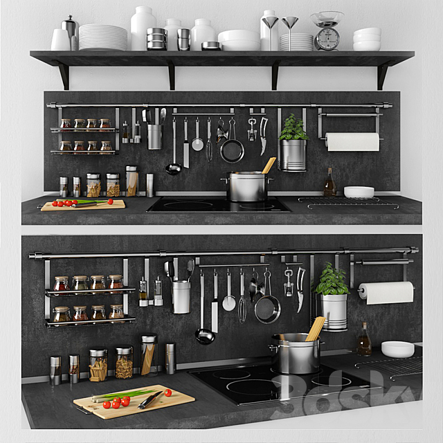 A set of kitchen 3DSMax File - thumbnail 1