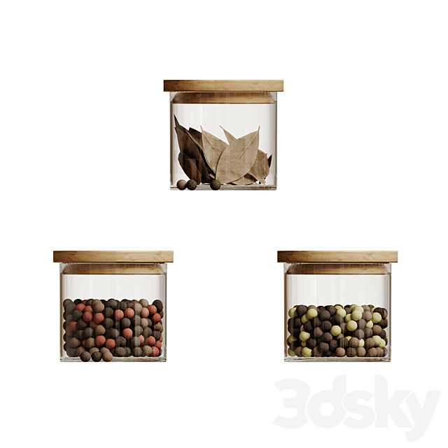 A set of kitchen jars with oil and pepper 3DSMax File - thumbnail 5