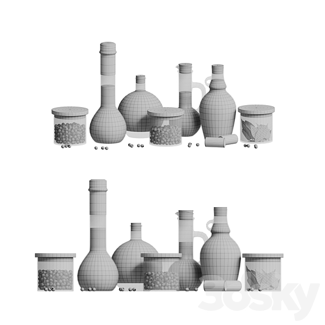 A set of kitchen jars with oil and pepper 3DSMax File - thumbnail 6