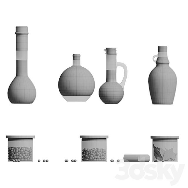 A set of kitchen jars with oil and pepper 3DSMax File - thumbnail 7