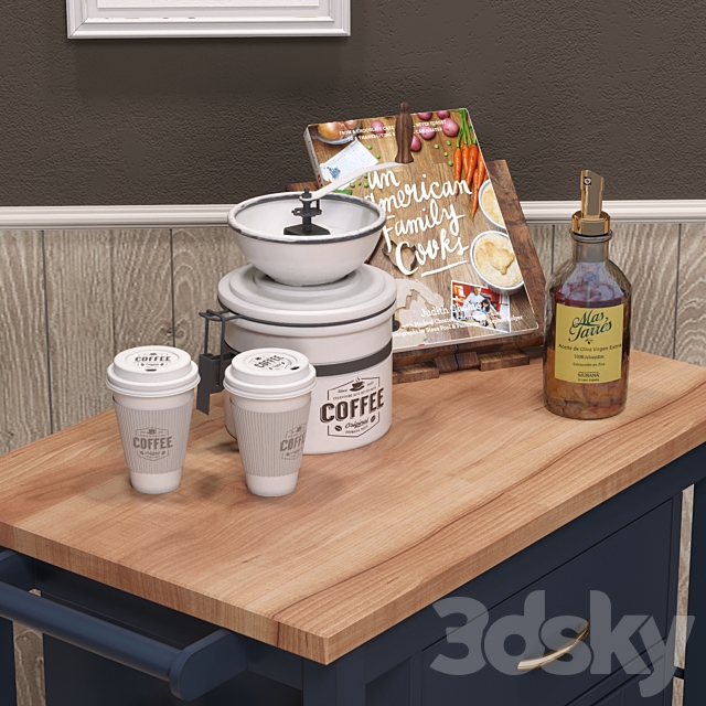 Aldridge Kitchen Cart 3DS Max Model - thumbnail 3