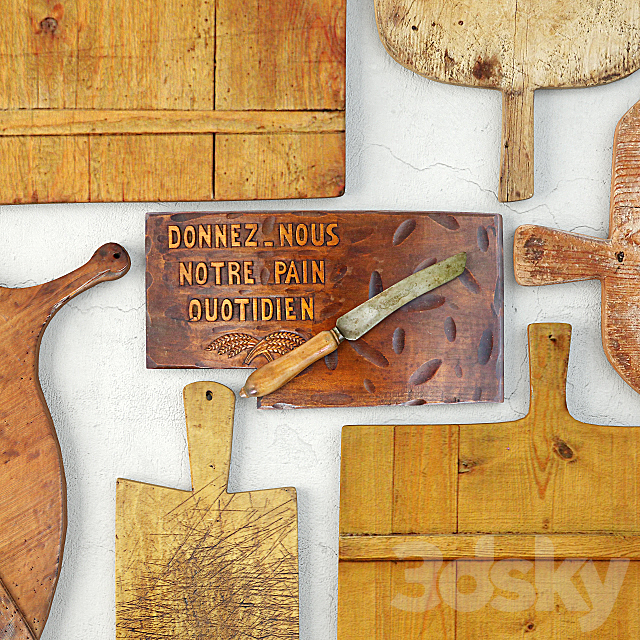 Antique Cutting Boards and Knife 3DSMax File - thumbnail 2