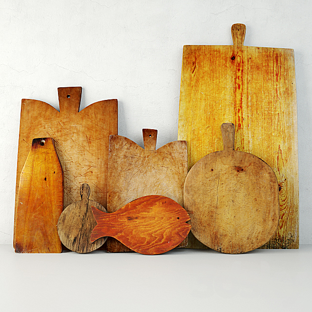 Antique Cutting Boards with Knife 3DSMax File - thumbnail 1