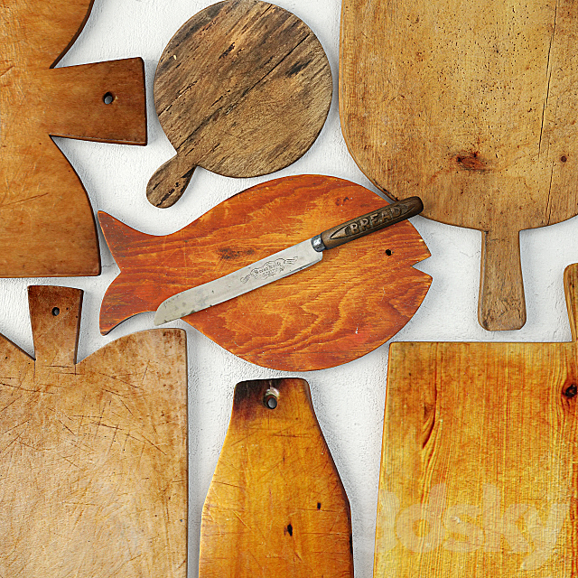 Antique Cutting Boards with Knife 3DSMax File - thumbnail 2