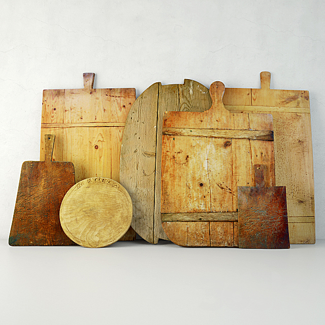 Antique Cutting Boards with Knife 3DSMax File - thumbnail 1