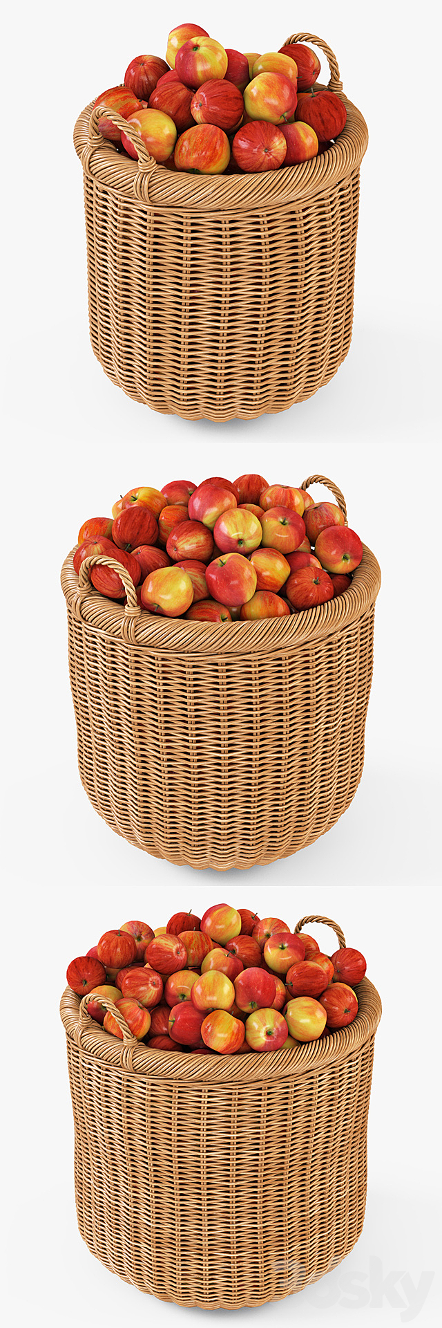 Basket with apples 007 _ Natural color 3DS Max Model - thumbnail 2