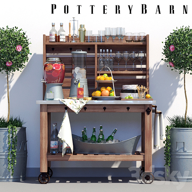 Buffet Pottery Barn Abbott Set 3DS Max - thumbnail 1