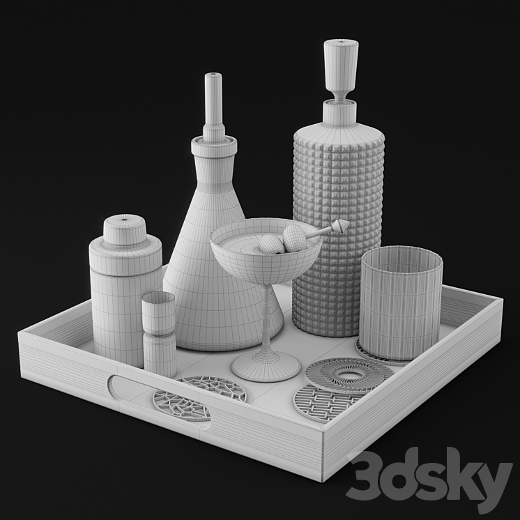 CB2 Barware Coffee Table Decor Set 1 3DS Max - thumbnail 2