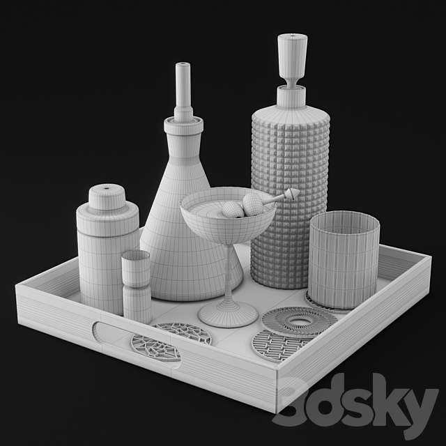 CB2 Barware Coffee Table Decor Set 1 3DSMax File - thumbnail 2