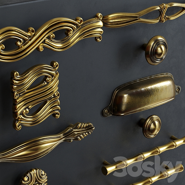 Classic kitchen furniture handles 3DS Max Model - thumbnail 2