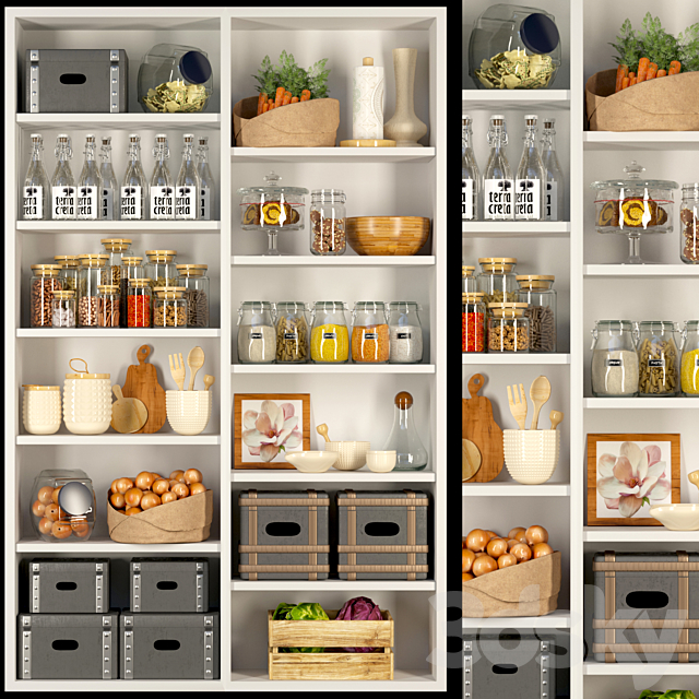 Closet in the pantry with products spices and groceries in a classic style 3ds Max - thumbnail 1