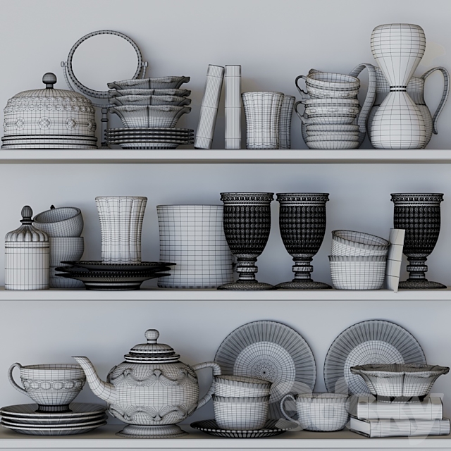 Collection of tableware and kitchen accessories 3DSMax File - thumbnail 2