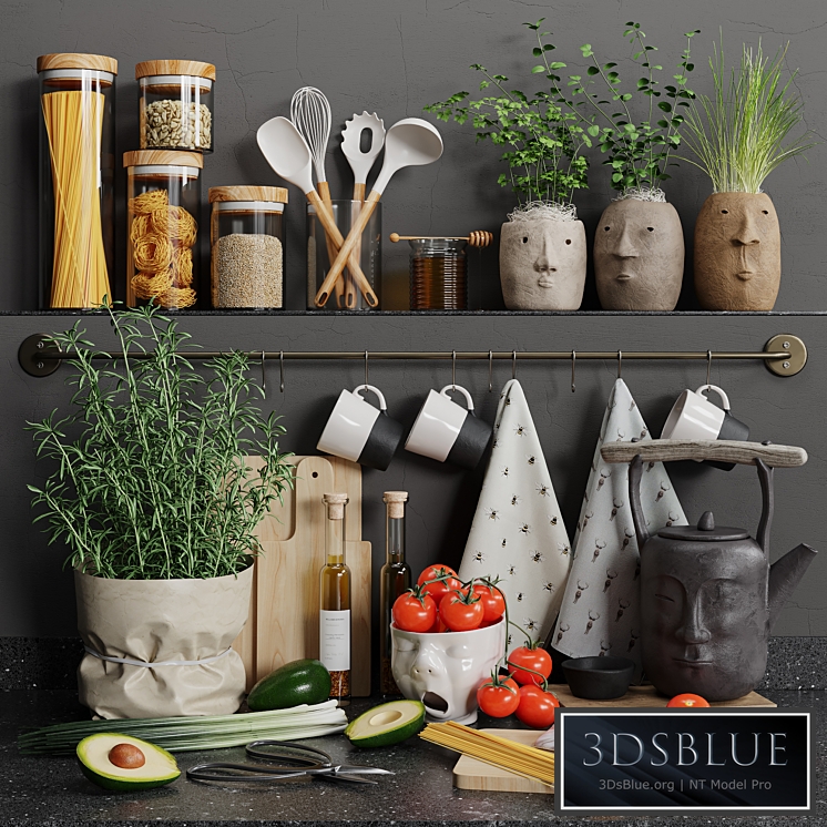 Decorative kitchen set 02 3DS Max - thumbnail 3