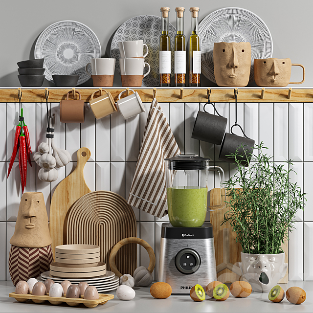 Decorative kitchen set 04 3ds Max - thumbnail 1