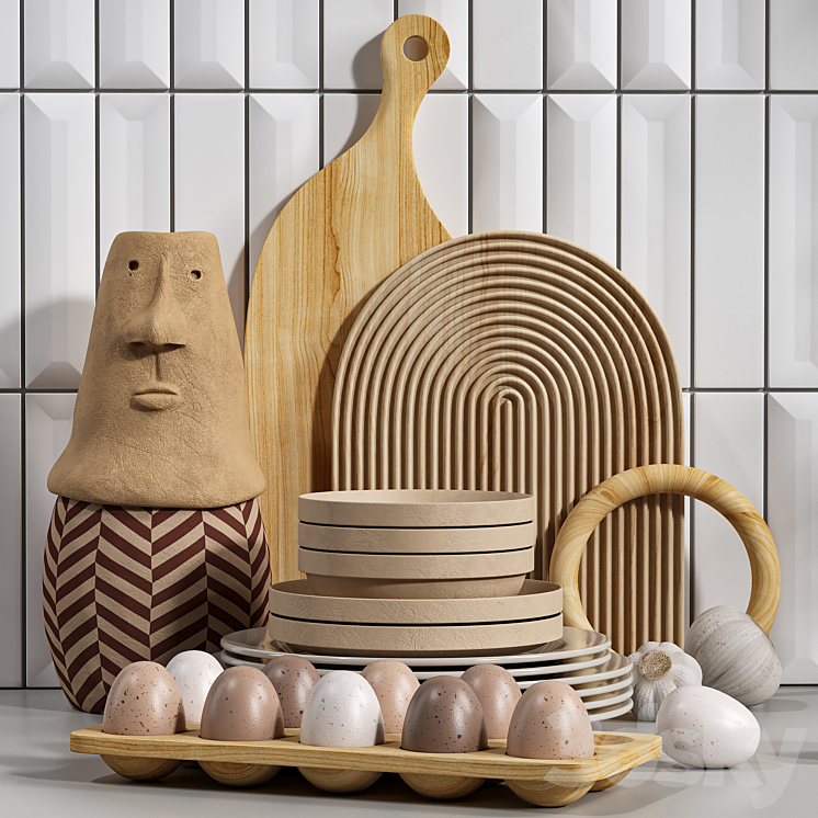 Decorative kitchen set 04 3DS Max - thumbnail 2