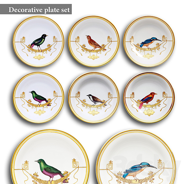 Decorative plate set 11 3ds Max - thumbnail 1