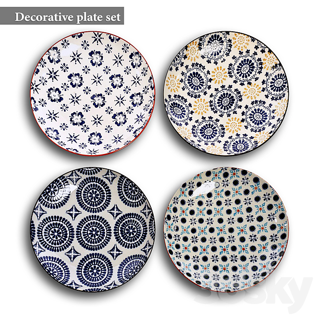 Decorative plate set 2 3ds Max - thumbnail 1