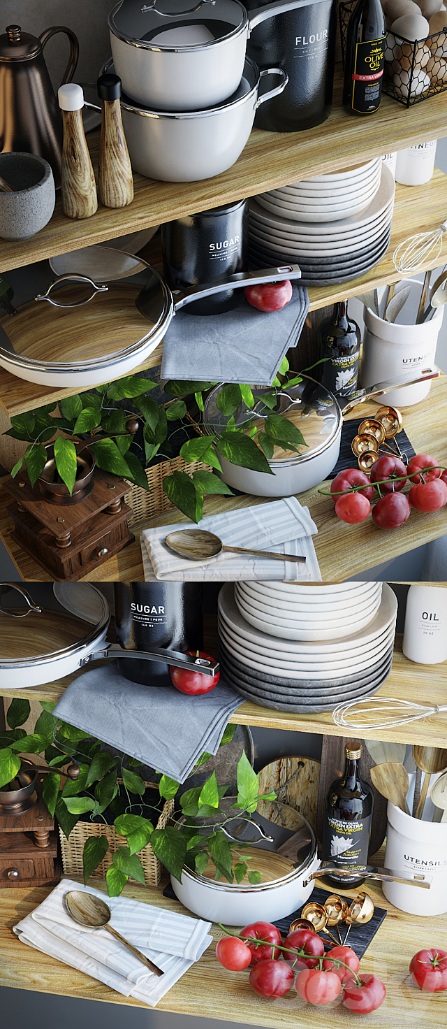 Decorative set for kitchen 3ds Max - thumbnail 2