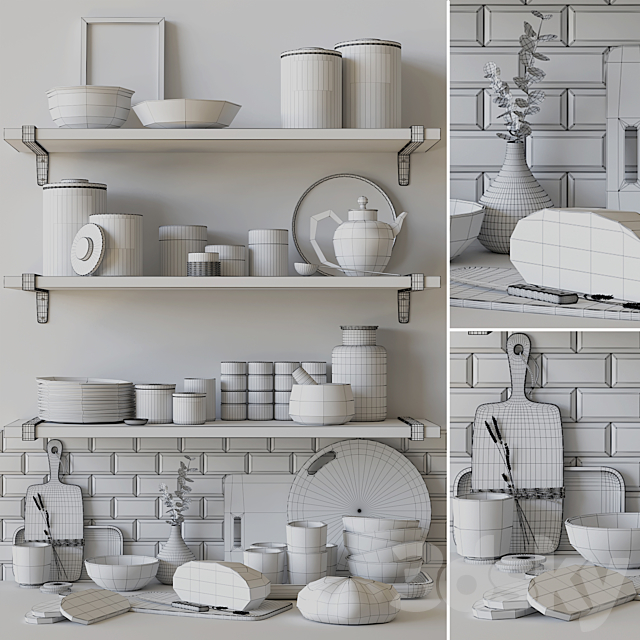 Decorative set for the kitchen 2 3DS Max Model - thumbnail 3