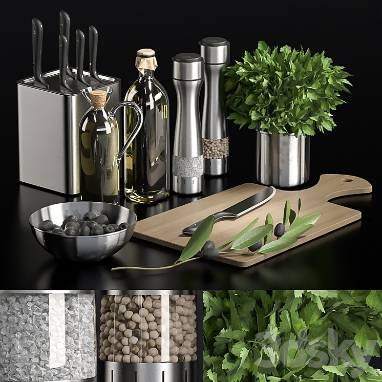 Decorative set for the kitchen 3DS Max - thumbnail 1