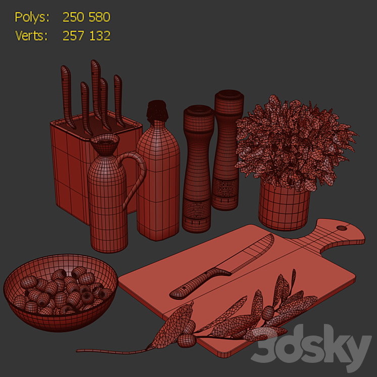 Decorative set for the kitchen 3DS Max - thumbnail 2