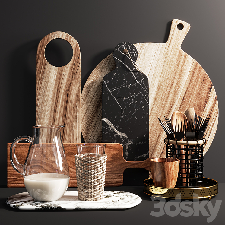 Decorative set for the kitchen 3DS Max - thumbnail 1