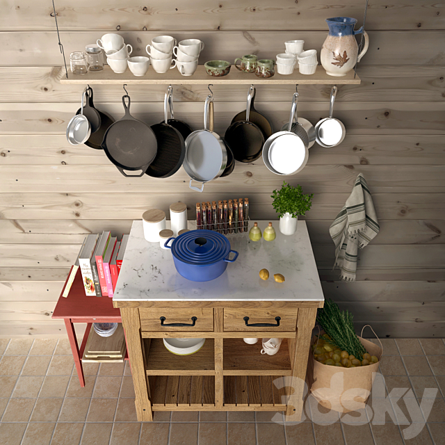 Decorative set for the kitchen 3ds Max - thumbnail 2