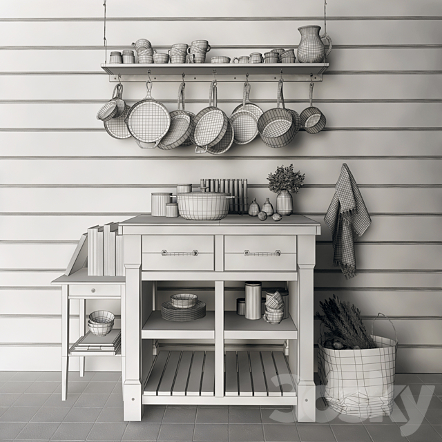 Decorative set for the kitchen 3ds Max - thumbnail 3