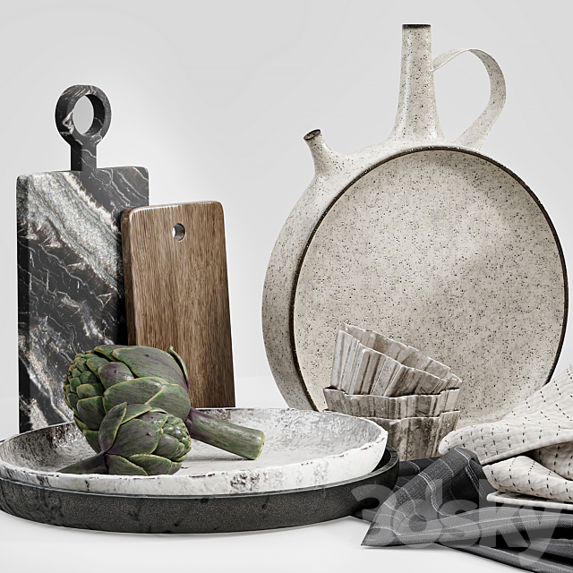 Decorative set for the kitchen 3DS Max Model - thumbnail 3