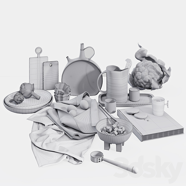 Decorative set for the kitchen 3DS Max Model - thumbnail 6