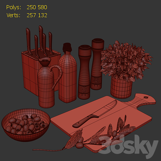 Decorative set for the kitchen 3DSMax File - thumbnail 2