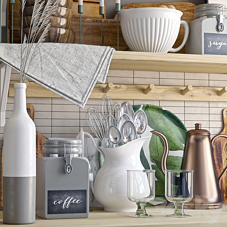 Decorative set for the kitchen 8 3DS Max - thumbnail 2