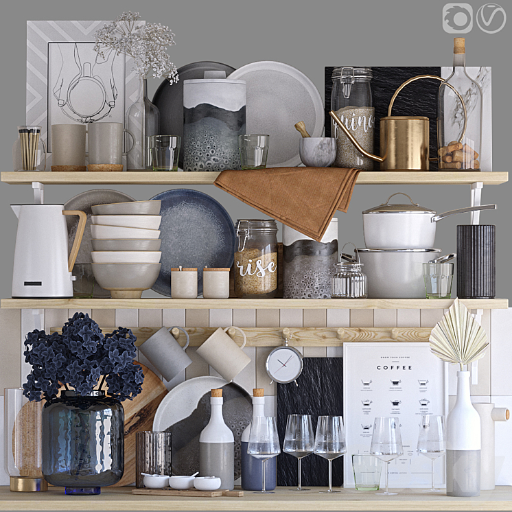 Decorative set for the kitchen 9 3DS Max - thumbnail 1