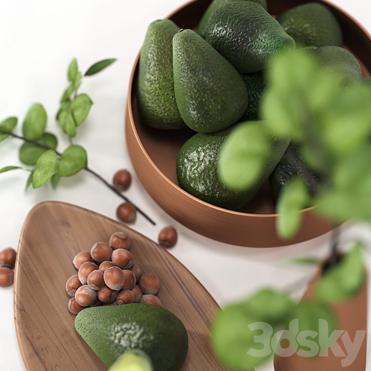 Decorative set for the kitchen with avocado 3DS Max - thumbnail 2