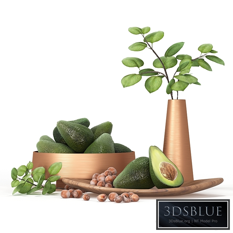 Decorative set for the kitchen with avocado 3DS Max - thumbnail 3