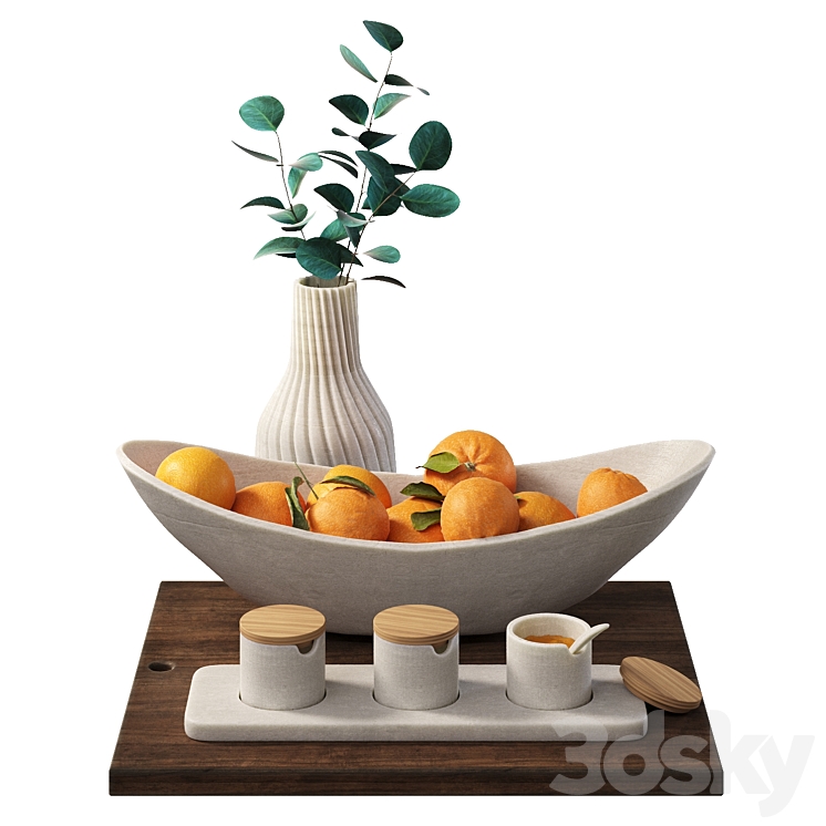 Decorative set for the kitchen with oranges 3DS Max Model - thumbnail 1