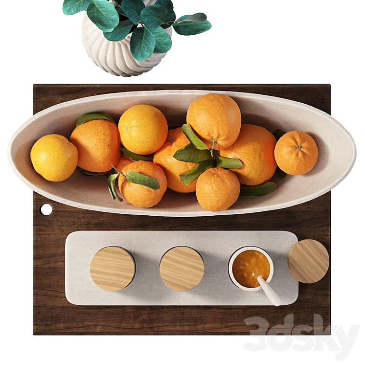 Decorative set for the kitchen with oranges 3DS Max Model - thumbnail 2