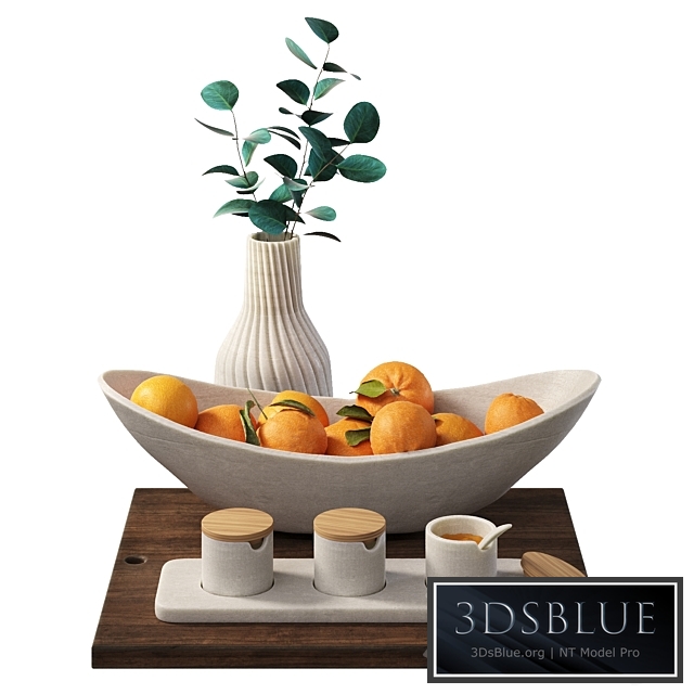 Decorative set for the kitchen with oranges 3DS Max - thumbnail 3