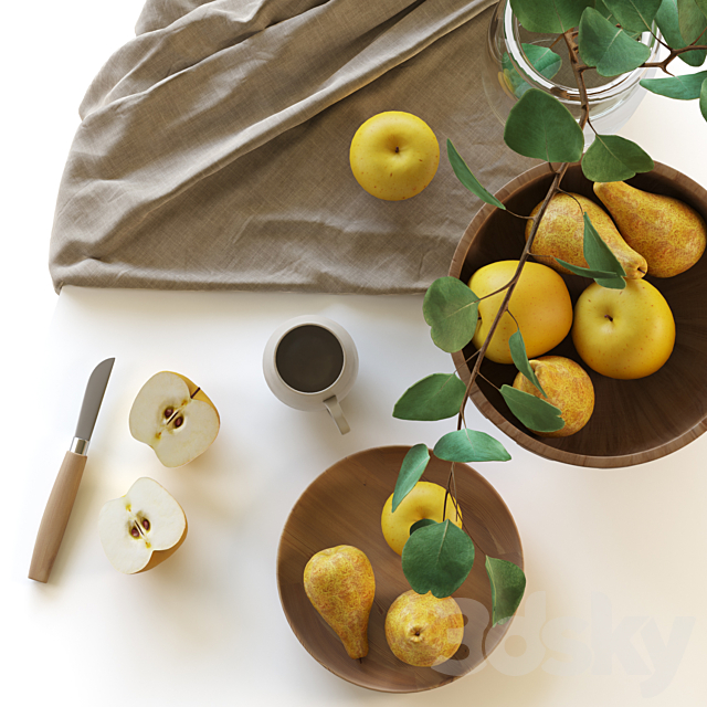 Decorative set with fruits and eucalyptus branch 3DS Max Model - thumbnail 5