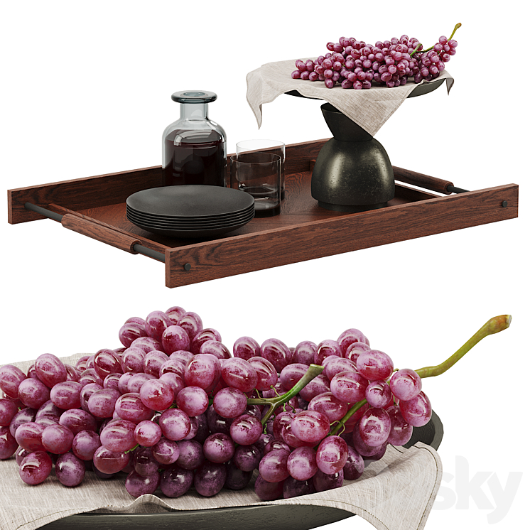 Decorative set with grapes 3DS Max - thumbnail 1