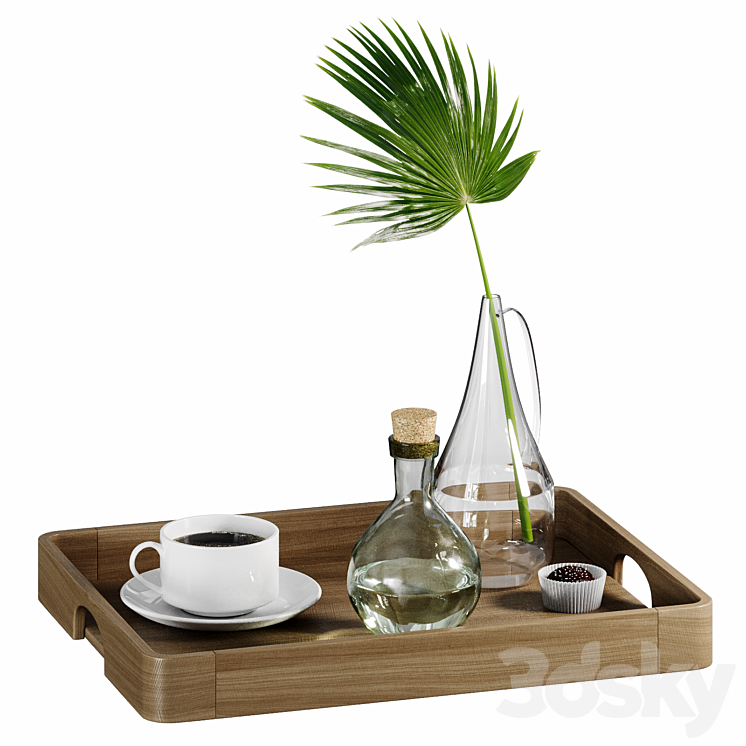 Decorative set with palm leaf 3DS Max Model - thumbnail 3