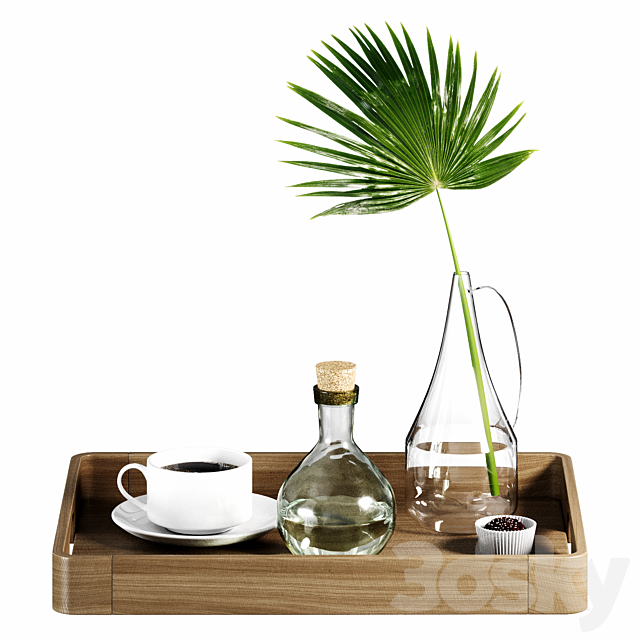 Decorative set with palm leaf 3DSMax File - thumbnail 2