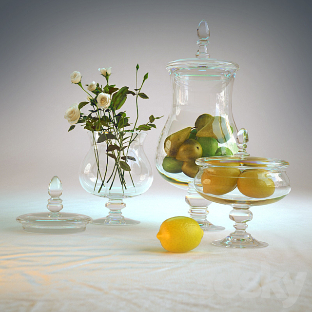 Decorative vase with fruit 3DSMax File - thumbnail 1