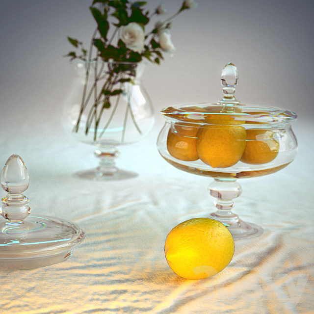 Decorative vase with fruit 3DSMax File - thumbnail 3