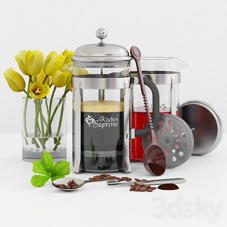 French Press Coffee &Tea Maker Kitchen supreme 3DS Max - thumbnail 1