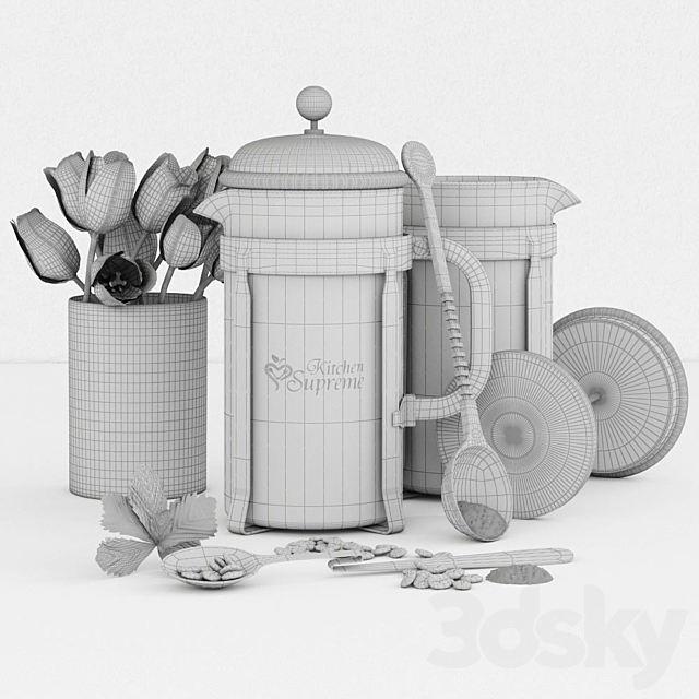 French Press Coffee &Tea Maker. Kitchen supreme 3DSMax File - thumbnail 3